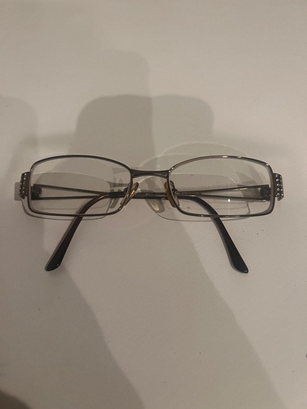 Versace Gold Rectangular Glasses Medusa Studded Temple Italy MOD1117B 51 17 135